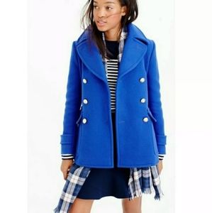 J Crew Blue Wool Stadium Cloth Coat size 6